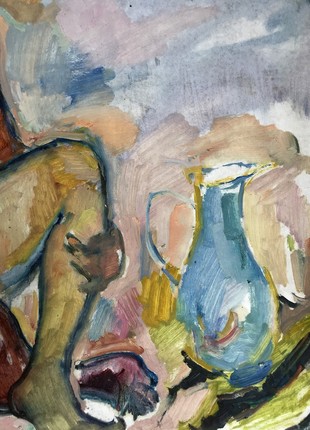Oil painting A girl sunbathing Peter Tovpev nAAA27324 photo
