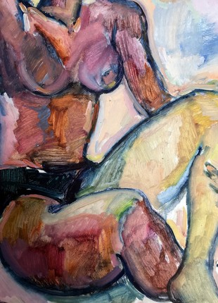 Oil painting A girl sunbathing Peter Tovpev nAAA27328 photo