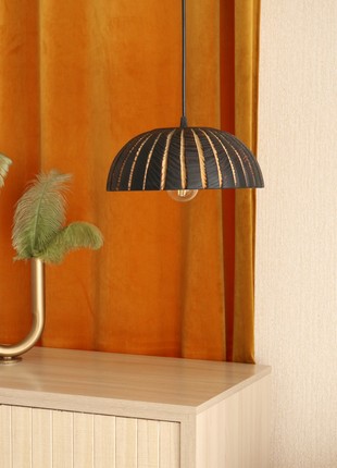 Pendant light, natural carved bedside lamp shade