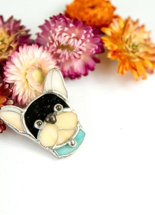 Dog Jack brooch stained glass jewelry