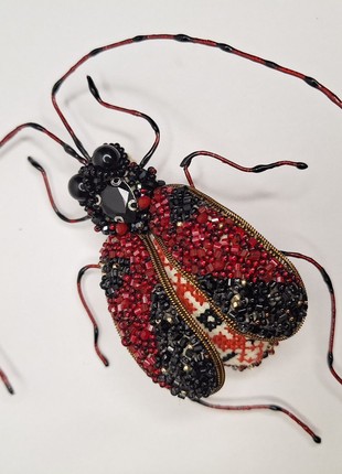 Handmade brooch "barbel beetle"
