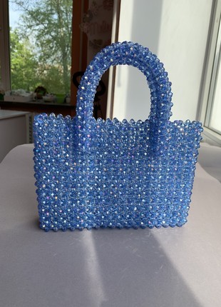 Classic  blue bag made of crystal beads
