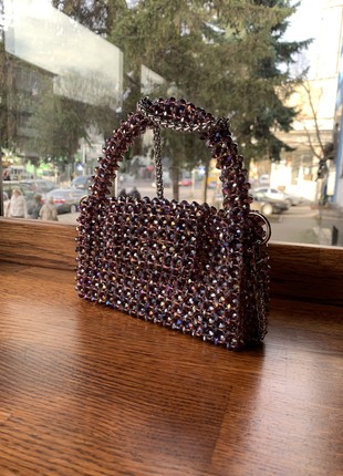 Super bright brown and purple evening bag