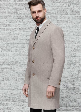 Men's beige coat E-161 (QUADRI)
