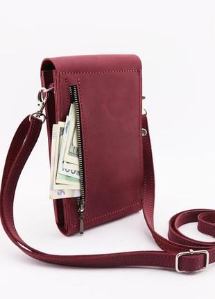 Handmade shoulder bag for iphone 14, crossbody purse / Purple2 photo