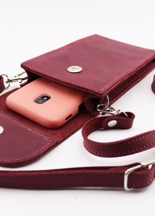 Handmade shoulder bag for iphone 14, crossbody purse / Purple5 photo