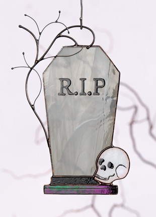 Tomb Halloween stained glass window hangings
