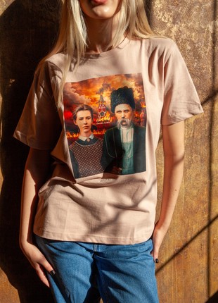 T-shirt "Taras Shevchenko and Lesya Ukrainka (This is arson)" Beige