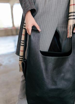 Elegant real leather handbag, soft shopper bag for women