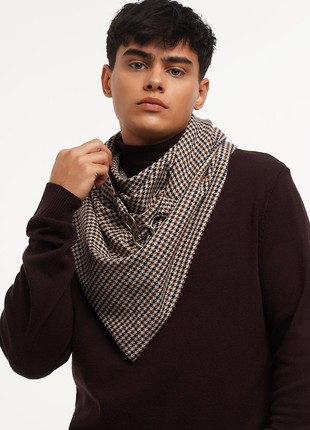 Stylish scarf men double-sided scarf with original clasp, unisex