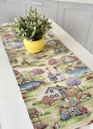 Tapestry table runner limaso 45x140 cm. with flowers1 photo