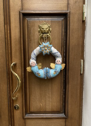 SILVER-BLUE CHRISTMAS WREATH WITH ANGELS1 photo