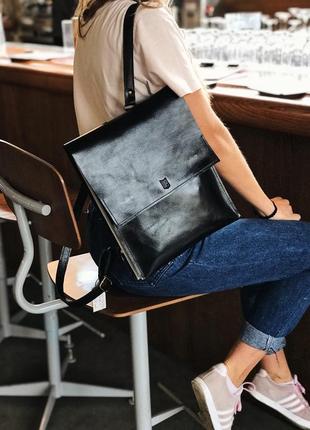 Leather city backpack2 photo