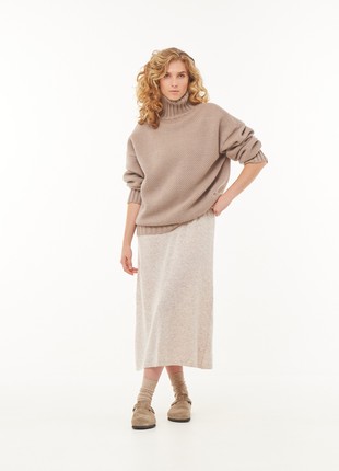 Woolen sweater with a high neck - gray-brown - taupe