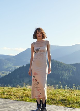 BEIGE PRINTED BODYCON DRESS