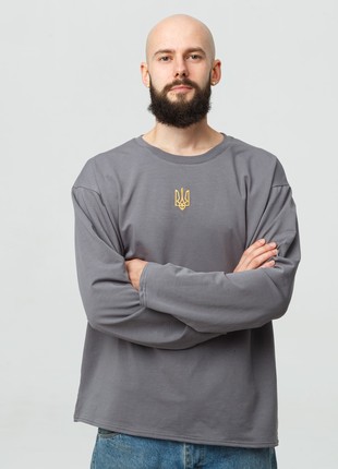 Men's longsleeve oversize with "Classic Tryzub" embroidery, grey