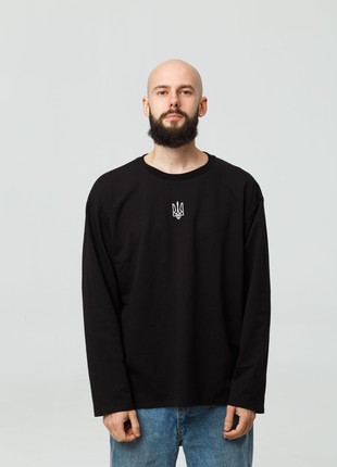 Men's longsleeve oversize with "Classic Tryzub" embroidery, black