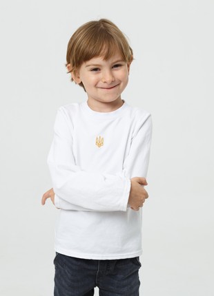 Children`s longsleeve with "Classic Tryzub" embroidery, white