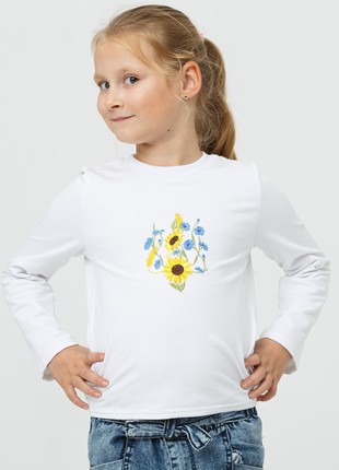 Children`s longsleeve oversize with "The Sunny trident" embroidery, white