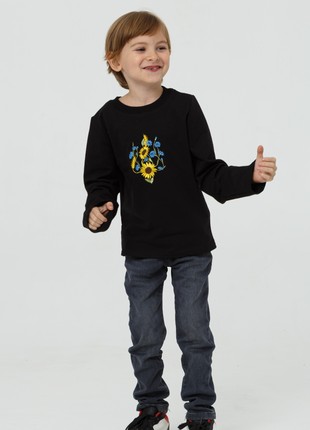 Children`s longsleeve oversize with "The Sunny trident" embroidery, black
