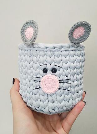 Knitted basket "mouse", 1 pc2 photo