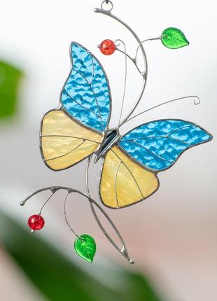 Ukrainian butterfly stained glass decor