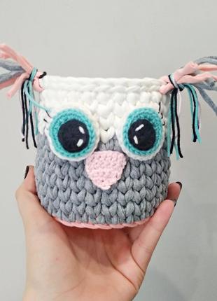 Knitted basket "owl", 1 piece2 photo