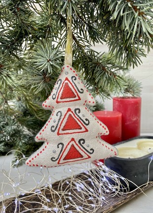Silver red christmas tree