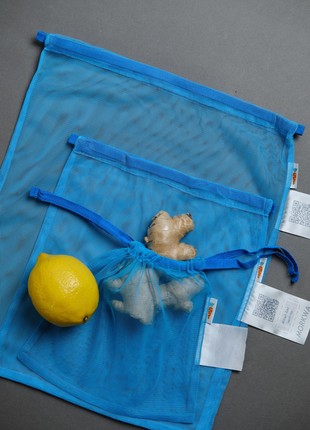 Reusable  tote mesh Bags - Set of 3, handmade,  sack, stringbag.1 photo