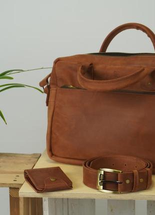 Leather shoulder laptop documents bag for men2 photo