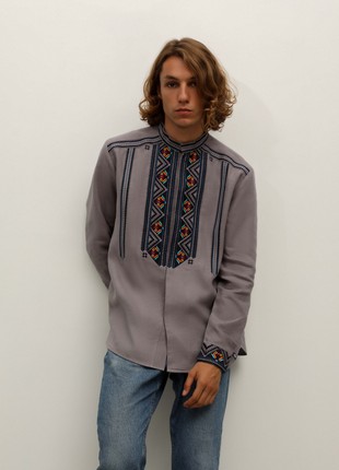 Men's embroidered shirt "Dolyna" grey