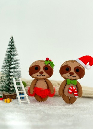 Christmas sloth ornaments Set of 2