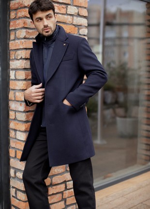 Blue wool and cashmere coat