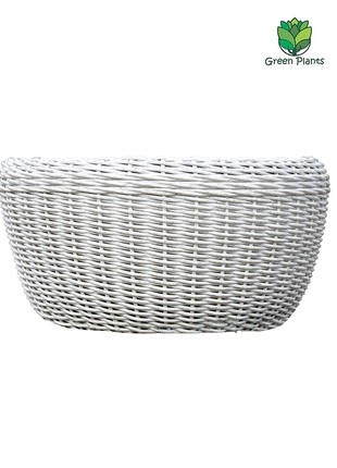 A large pot of 45 l for flowers and plants, a pot made of artificial rattan, handmade.