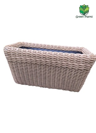 A rectangular pot of 45 l for flowers and plants, a pot made of artificial rattan, handmade.