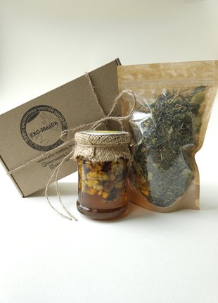 Gift set of honey with nuts and tea natural, ECO-MedOK