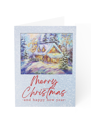 Winter cottage freeting card