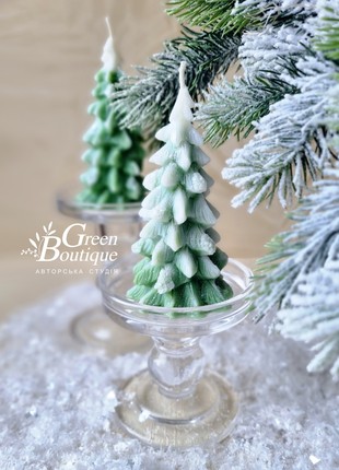 Christmas tree natural olive wax candle