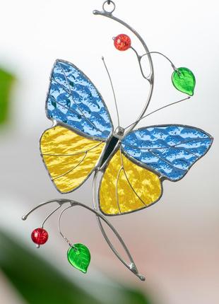 Ukraine butterfly stained glass suncatcher6 photo