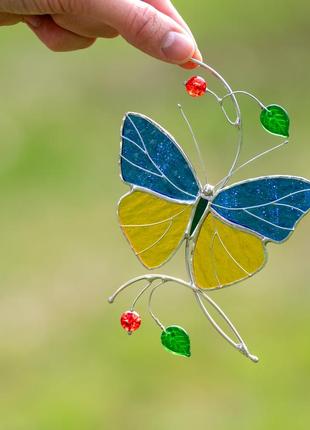 Ukraine butterfly stained glass suncatcher4 photo