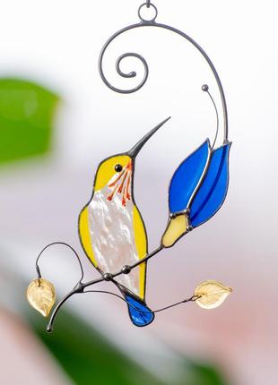 Ukraine hummingbird stained glass decor