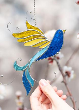 Ukrainian bird stained glass suncatcher3 photo