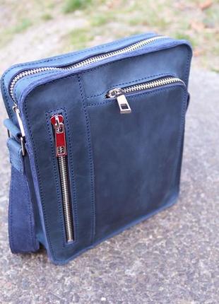 Personalized leather crossbody messenger bag for men/ handmade engraving bag with pocket for phone7 photo