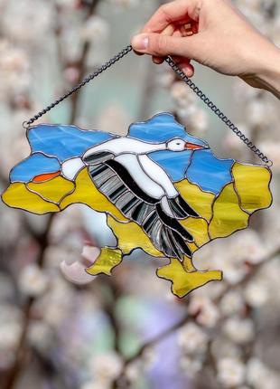 Handmade ukraine stork stained glass3 photo