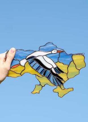 Handmade ukraine stork stained glass