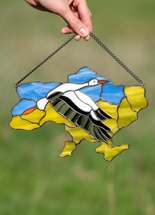 Handmade ukraine stork stained glass2 photo