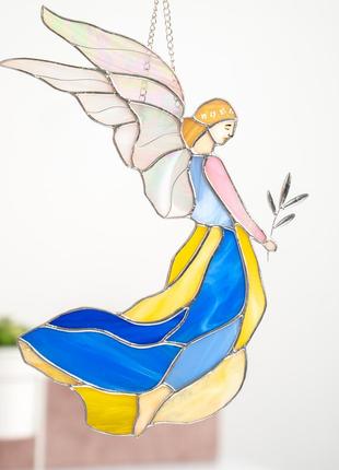 Ukrainian guardian angel stained glass decor