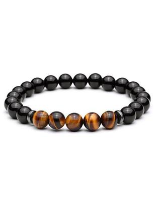 Bracelet in agate and tiger's eye with discs (80027)
