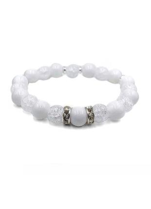 Women's bracelet in white agate and crystal (80057)