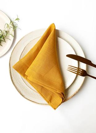 Mustard yellow linen napkins cloth dinner wedding